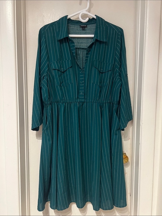 torrid Dresses & Skirts - torrid Teal Pinstripe Midi Dress